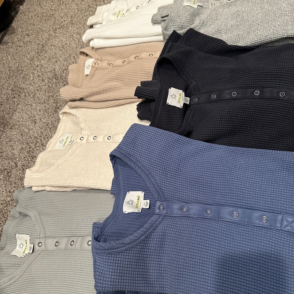 Aerie Waffle Knit Button-Up Top bundle